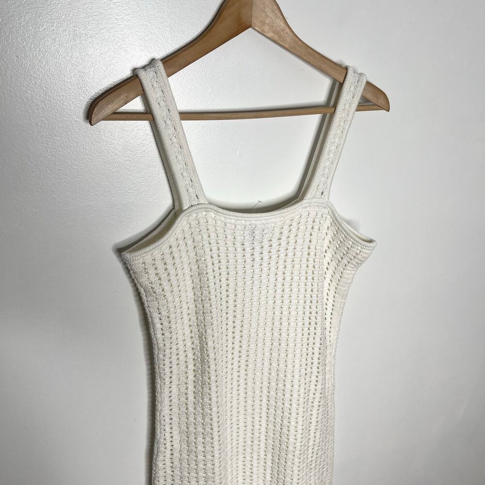 Gap Sleeveless Crochet Mini Dress Womens SP White Square Neck Cotton Minimalist - Picture 8 of 12